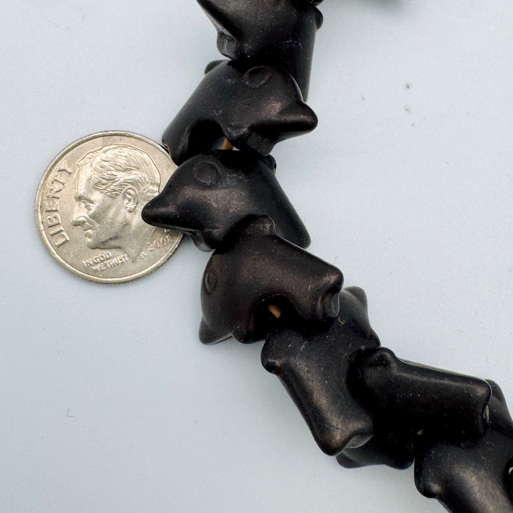 VTG Hand Carved Black Dolphin Bead Stretch Bracelet Nautical Boho Women Jewelry - Picture 7 of 9